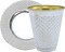 Elegant Plastic Kiddush Cup & Tray Set – 5.5 oz Silver & Gold Design – 5 Cups with 5 Matching Trays for Passover & Shabbat